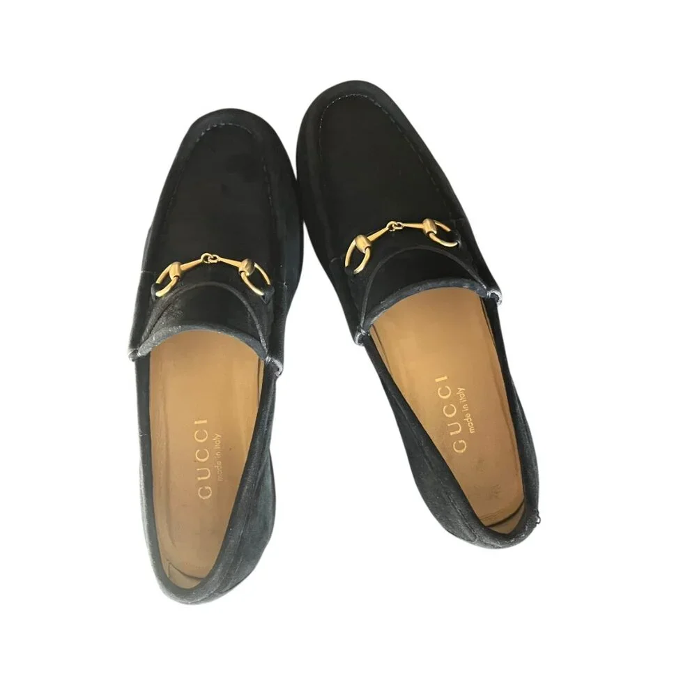 Vintage Gucci Black Suede Horsebit Loafers - Size 6.5 - Picture 8 of 16